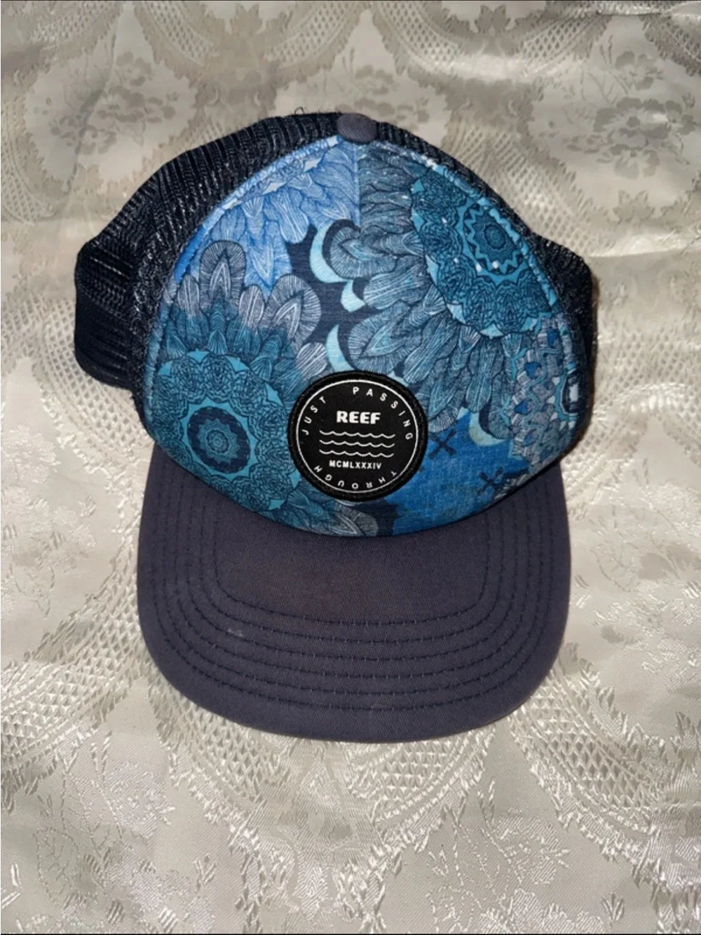 Reef Kids Blue Floral Mesh Trucker Hat